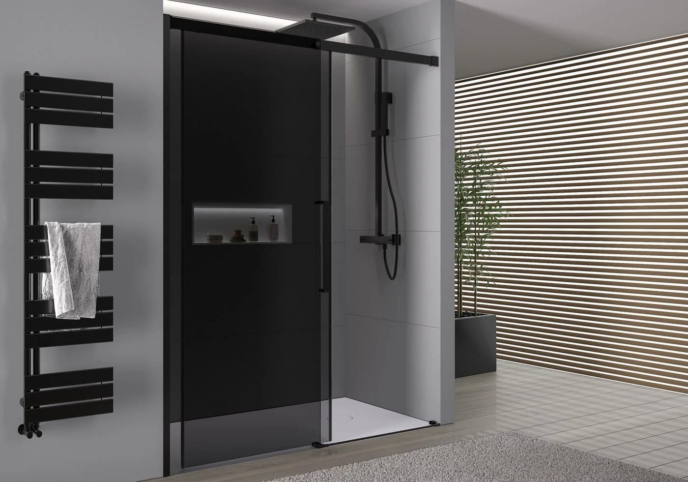 Bernstein Duschwand DX906 FLEX ESG Grauglas Schwarz Matt Soft-Close - Bild 4