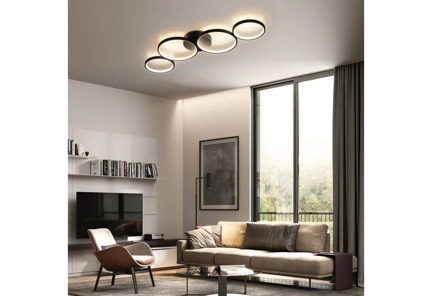 ZMH LED Deckenleuchte Modern Ringoptik mit Fernbedienung