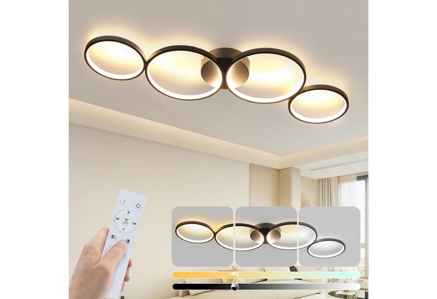 ZMH LED Deckenleuchte Modern Ringoptik mit Fernbedienung - Bild 2