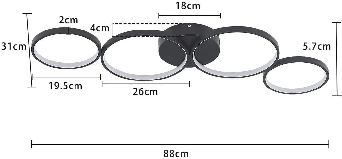 ZMH LED Deckenleuchte Modern Ringoptik mit Fernbedienung - Bild 5