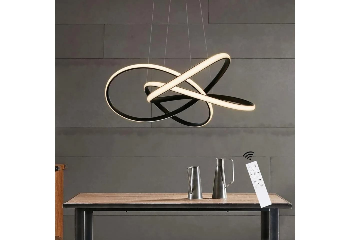 ZMH LED Pendelleuchte Höhenverstellbar 62cm Weiß Fernbedienung - Bild 2