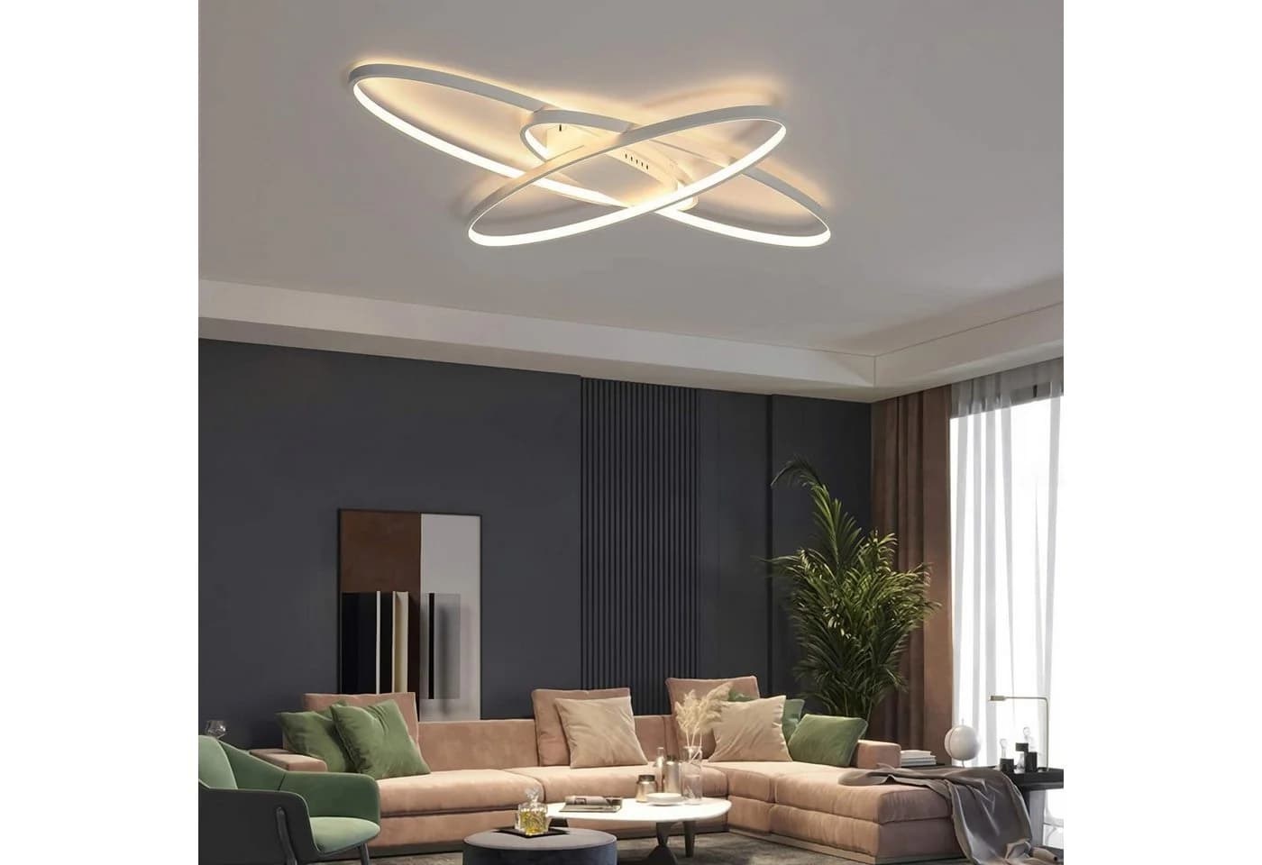 ZMH LED Deckenleuchte Dimmbar Weiß/Schwarz Modern
