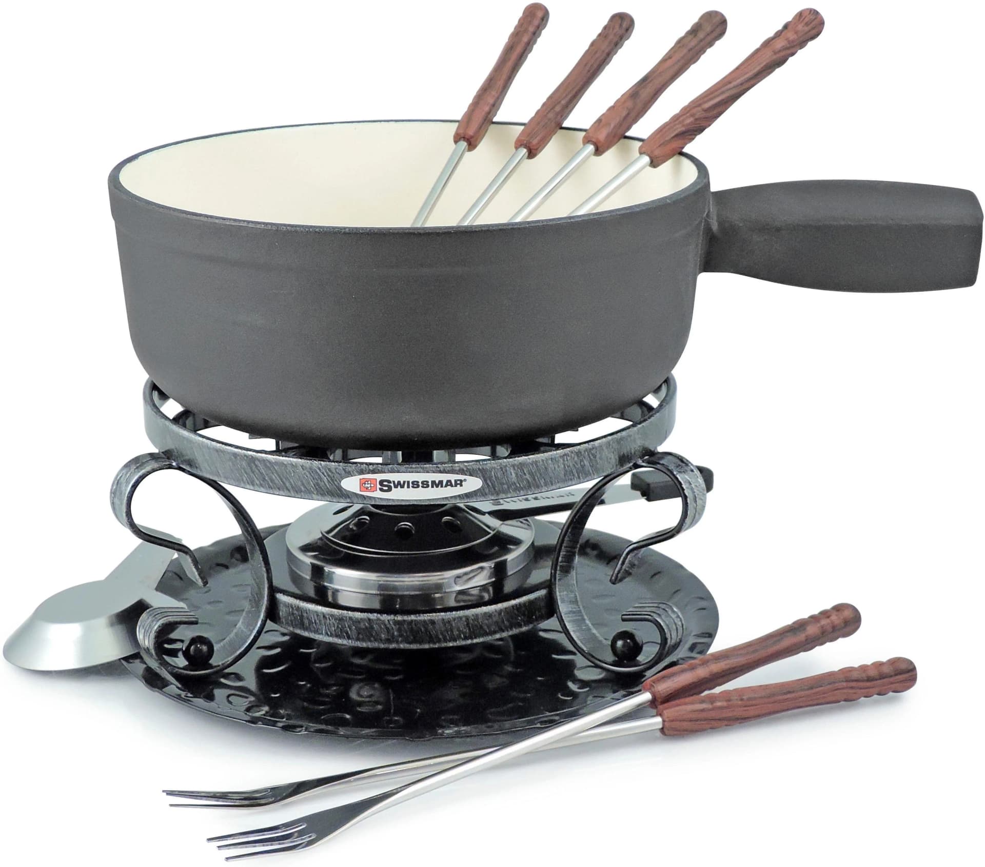 Fondue SWISSMAR Lugano Gusseisen 9-teilig inkl. 6 Fonduegabeln