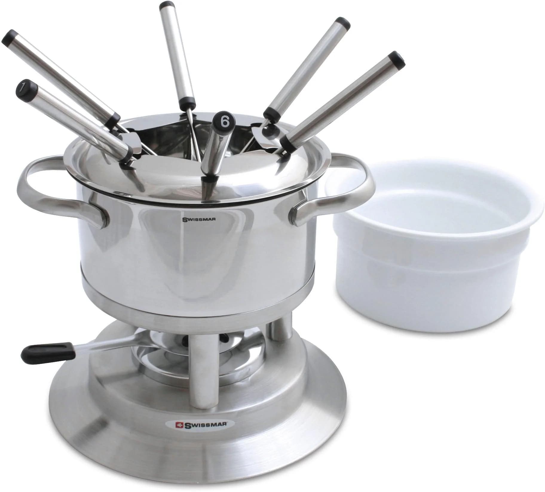 Eleganter Fondue-Set aus Keramik und Metall