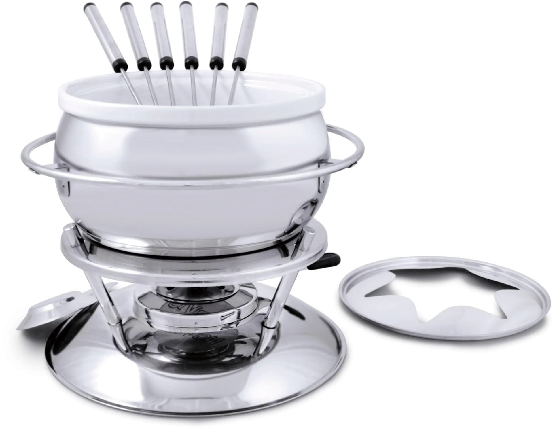 Fondue SWISSMAR "Züri" Weiß/Silber Edelstahl Keramik