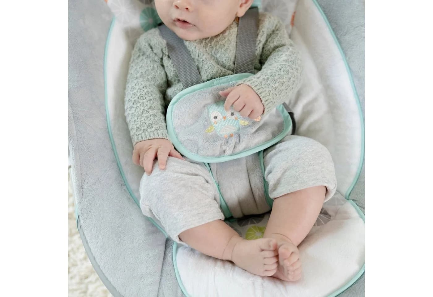 Babyschaukel aus Plüsch und Polster in Pastelltönen - Bild 5