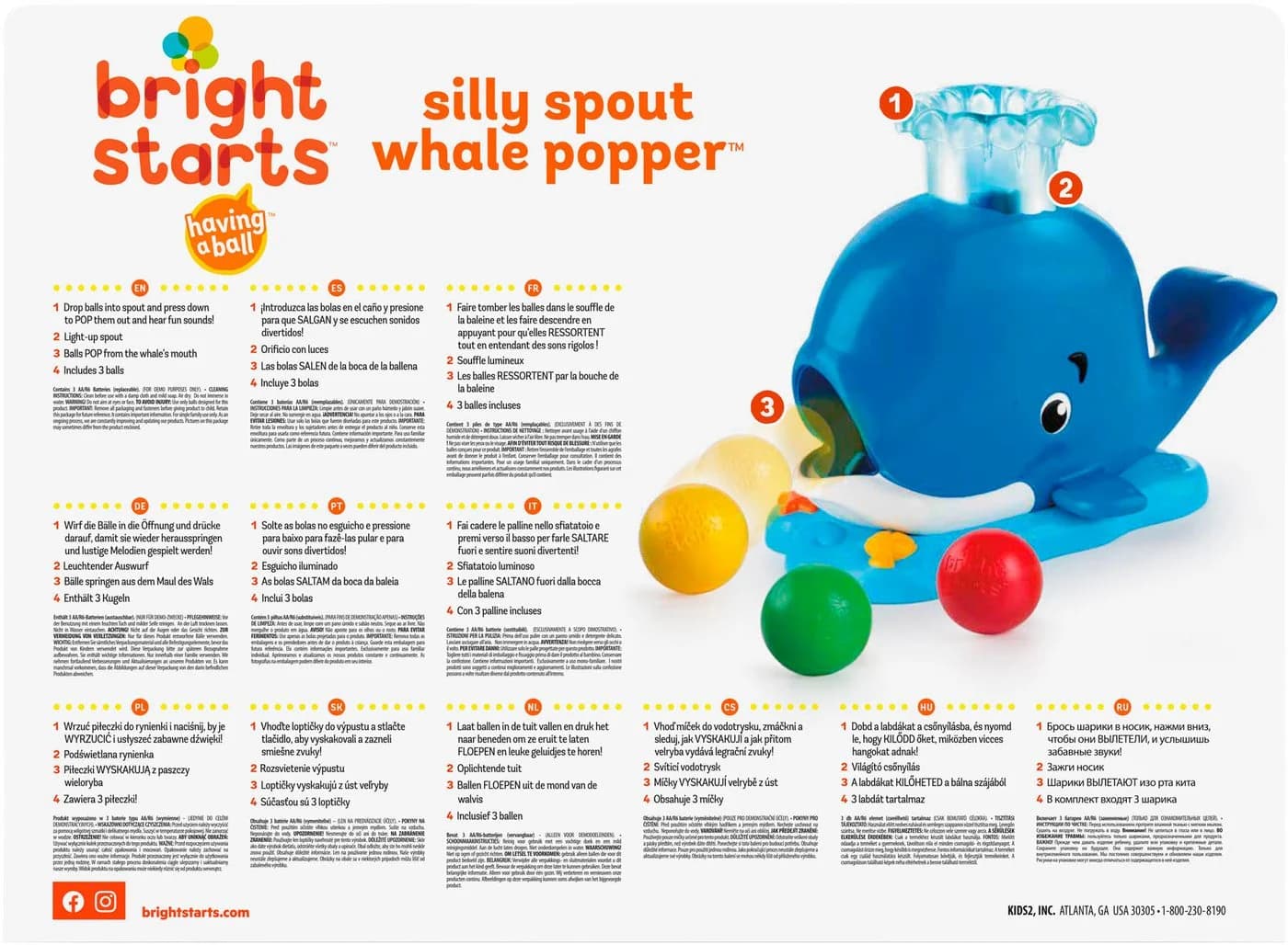 Bright Starts Silly Spout Whale Popper™ Lernspielzeug Blau - Bild 5