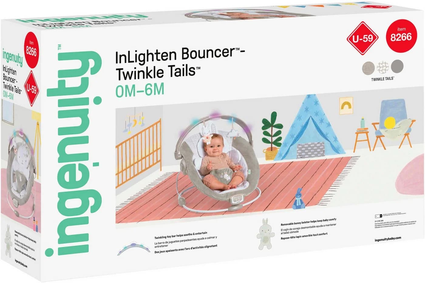 Ingenuity Babyschaukel InLighten Bouncer™ - Twinkle Tails™, mit Licht und Sound