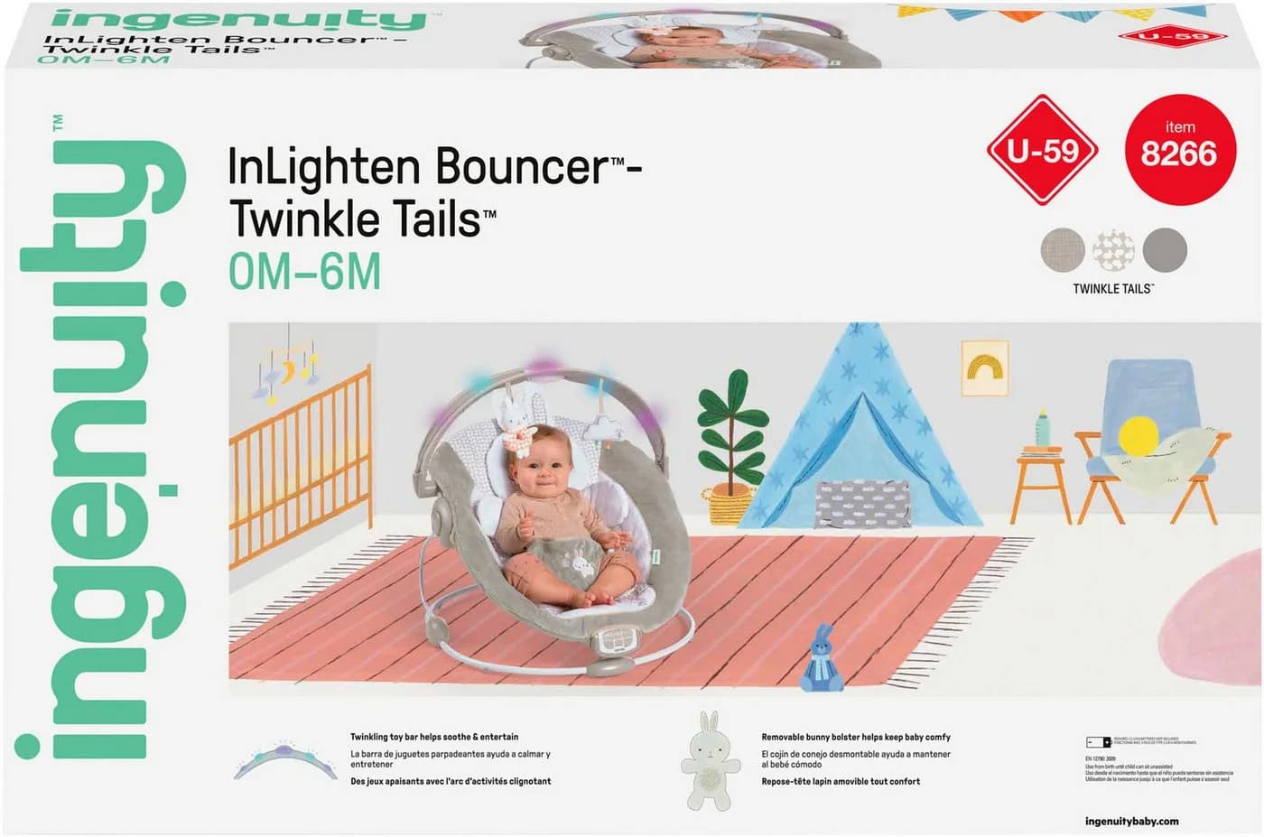 Ingenuity Babyschaukel InLighten Bouncer™ - Twinkle Tails™, mit Licht und Sound - Bild 3