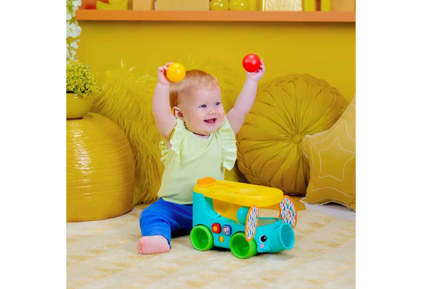 Bright Starts Lernspielzeug Pop & Roll Safari Bus Ball Play Toy mit Licht und Sound - Bild 4