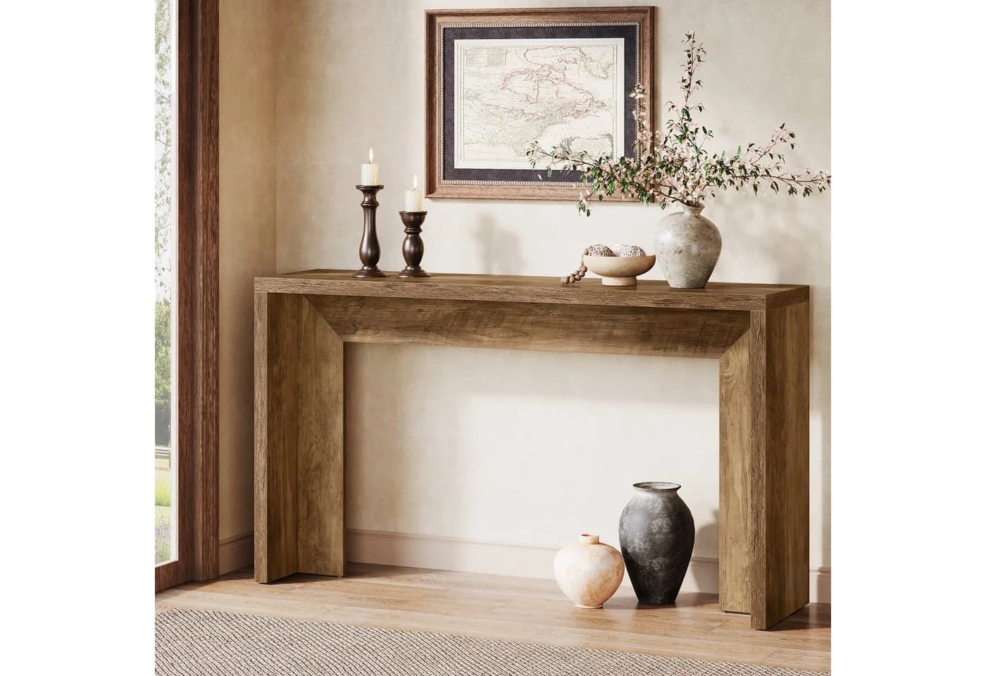 Tribesigns Konsolentisch 140 cm Holz Braun mit Lagerung - Bild 2