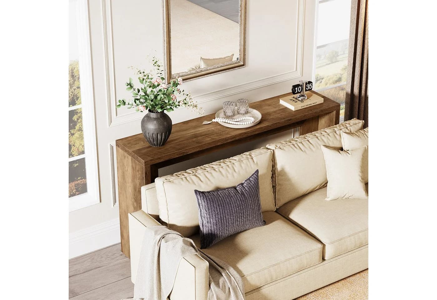 Tribesigns Konsolentisch 140 cm Holz Braun mit Lagerung - Bild 5