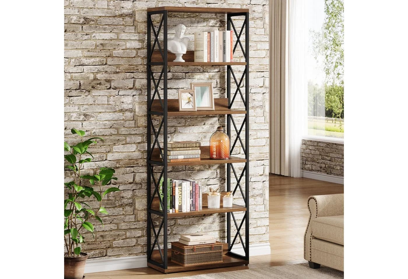 Tribesigns Bücherregal Industrielles Display-Standregal 178cm