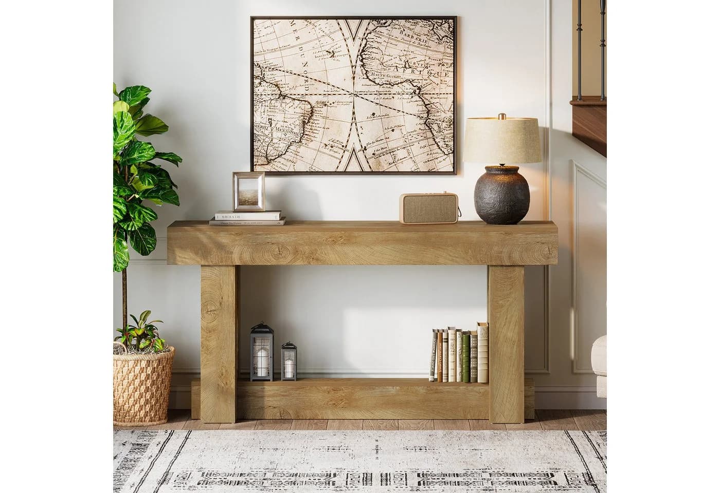 Tribesigns Konsolentisch 160 cm Holz Konsolentisch Braun