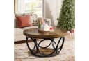 Tribesigns Couchtisch Runde Kaffeetisch Beistelltisch Industrial 2-Tier-Kreis Holztisch Holzmaserung Bild 3