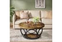 Tribesigns Couchtisch Runde Kaffeetisch Beistelltisch Industrial 2-Tier-Kreis Holztisch Holzmaserung Bild 4