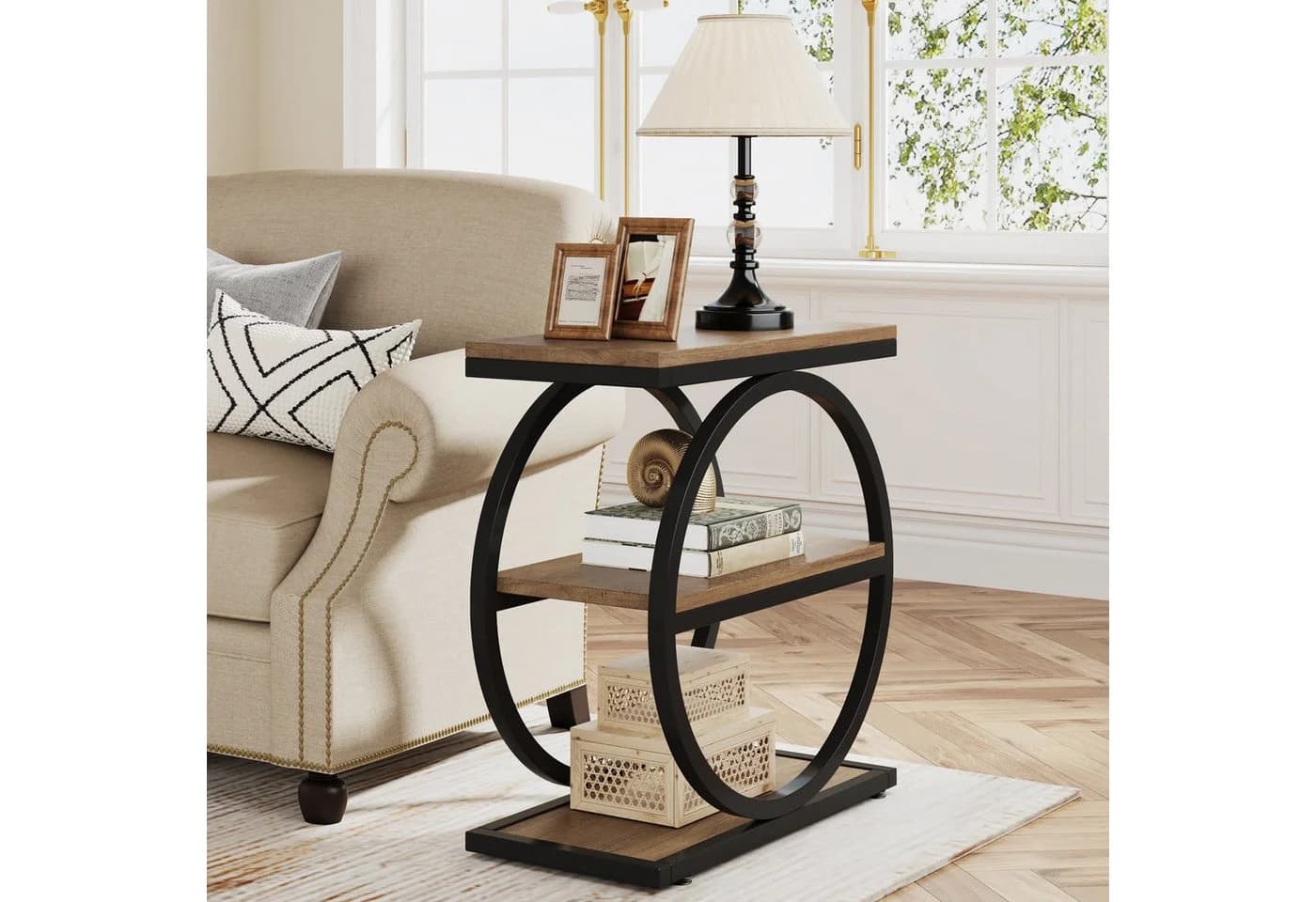 Tribesigns Beistelltisch 3-Tier Schmaler Holz Couchtisch Metallrahmen - Bild 2