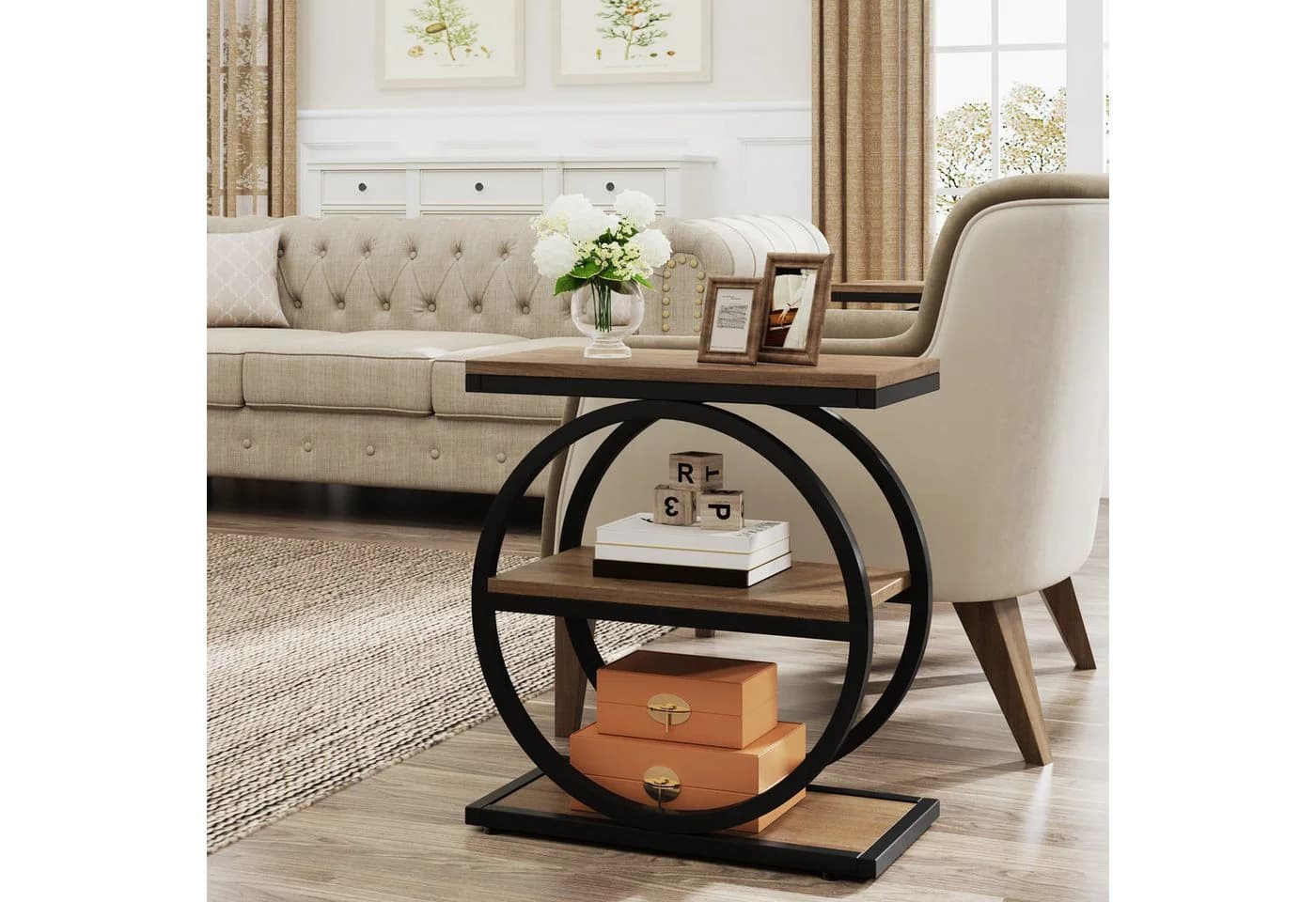 Tribesigns Beistelltisch 3-Tier Schmaler Holz Couchtisch Metallrahmen - Bild 4