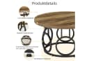 Tribesigns Couchtisch 80cm Runder Beistelltisch Braun MDF Bild 5