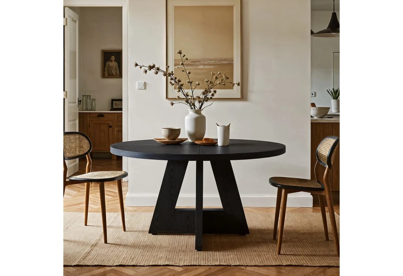 Tribesigns Runder Esstisch 120 cm Küchentisch Schwarz Modern - Bild 3