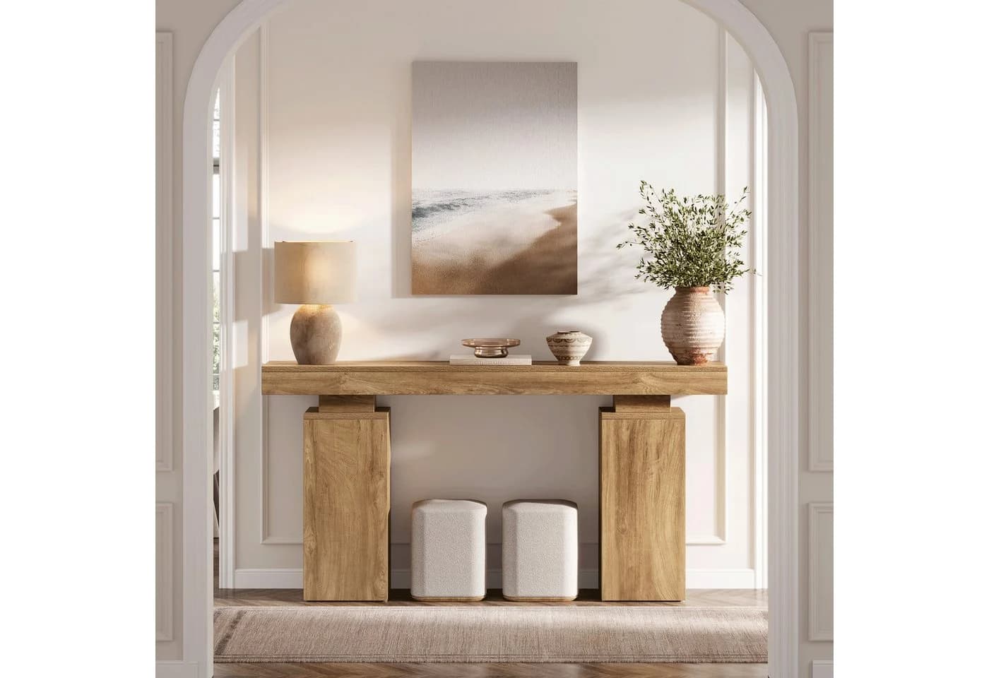 Tribesigns Konsolentisch 160cm Holz Foyertisch Braun