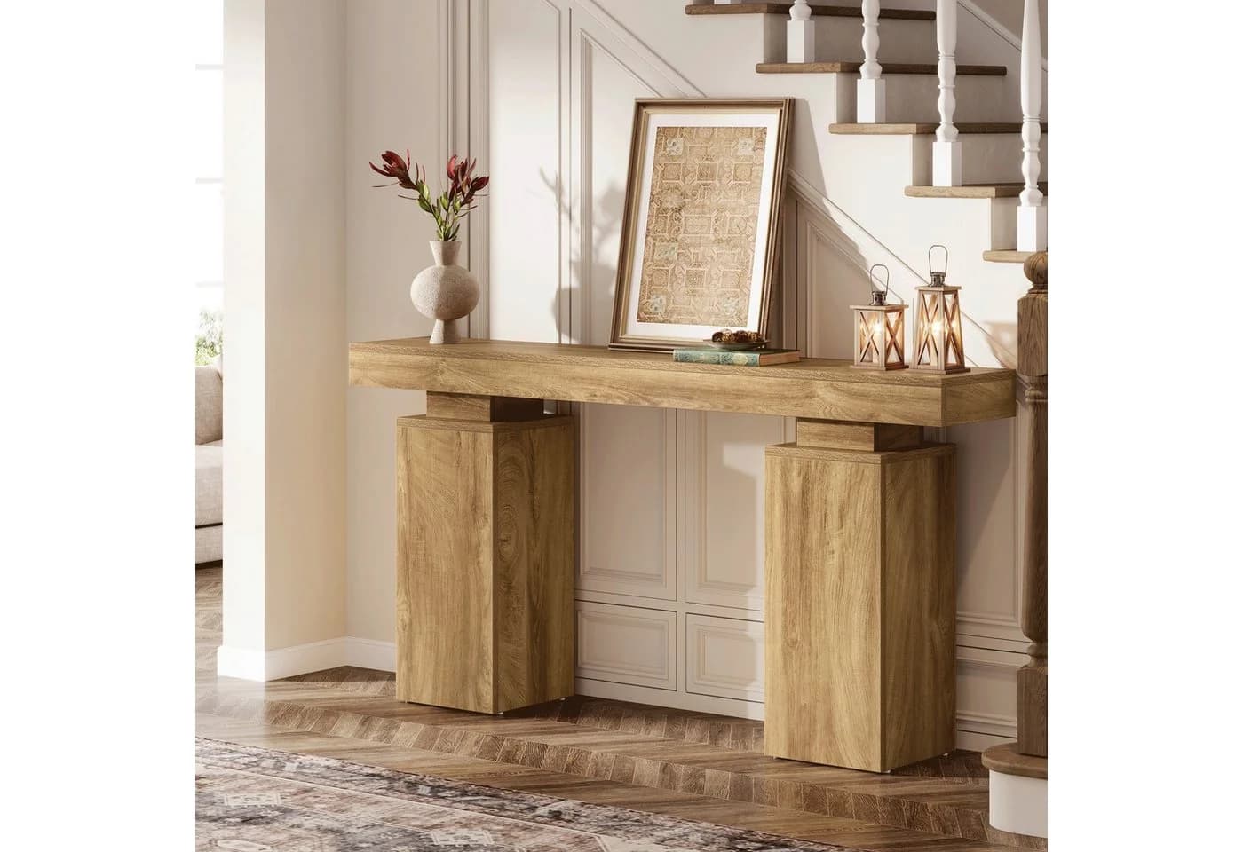 Tribesigns Konsolentisch 160cm Holz Foyertisch Braun - Bild 5