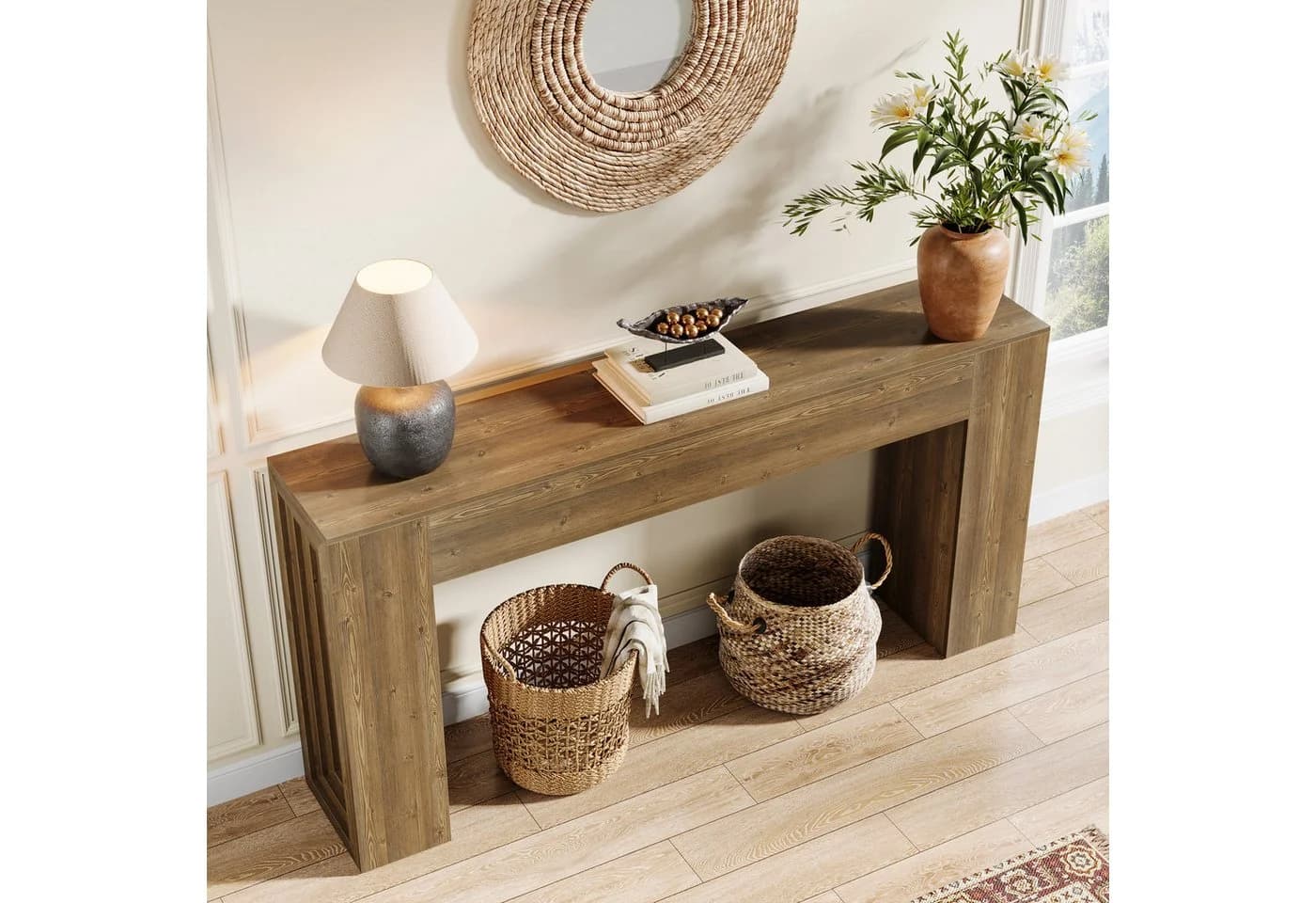 Tribesigns Konsolentisch 160 cm Braun Holzspanplatte