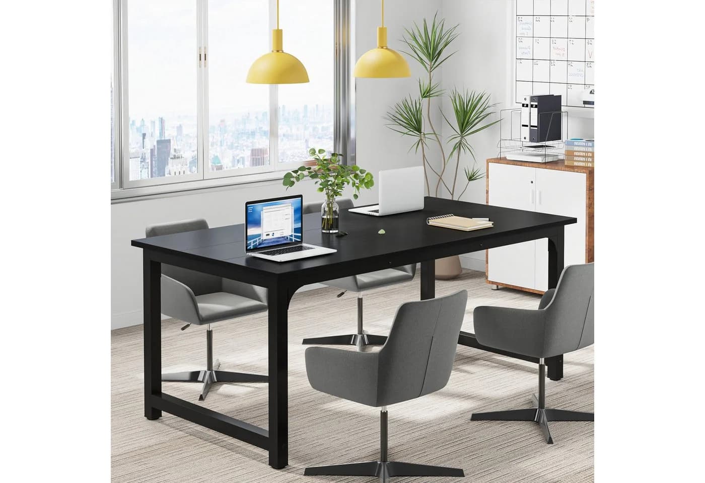 Tribesigns Computertisch 160x80cm Industriell Grau/Schwarz