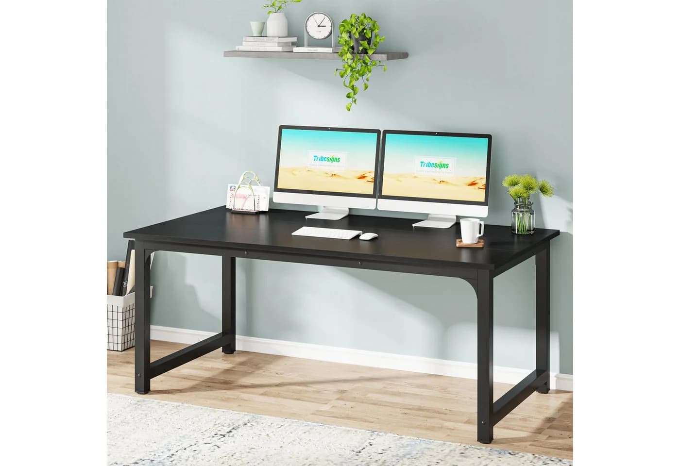Tribesigns Computertisch 160x80cm Industriell Grau/Schwarz - Bild 2