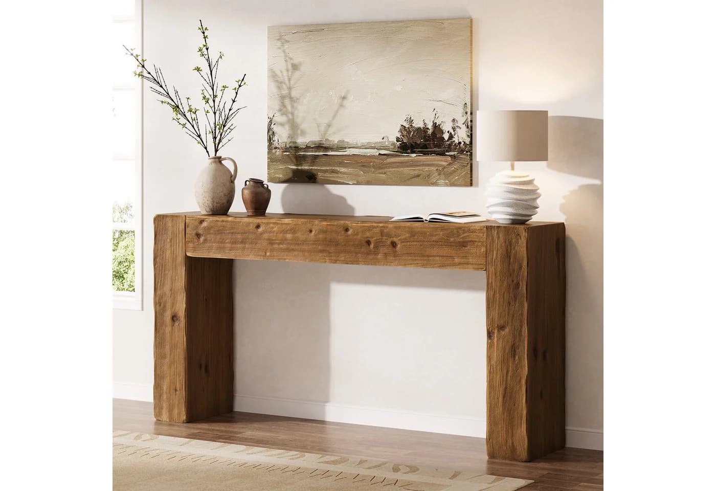 Tribesigns Konsolentisch Massivholz 160 cm Braun - Bild 2