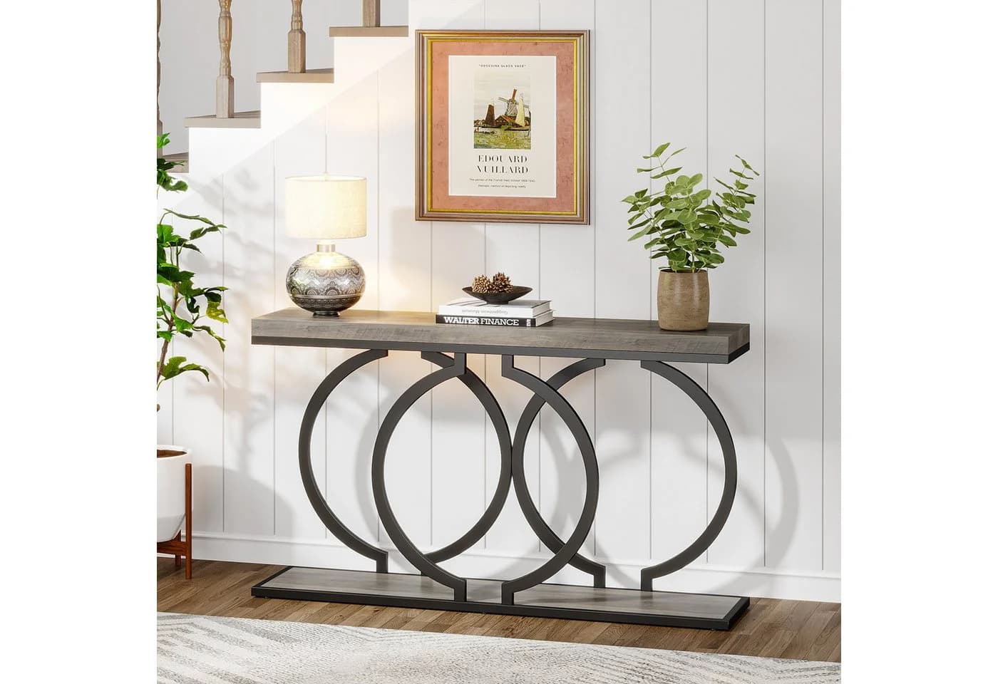 Tribesigns Konsolentisch Schmal Grau Schwarz Industrial Design - Bild 5