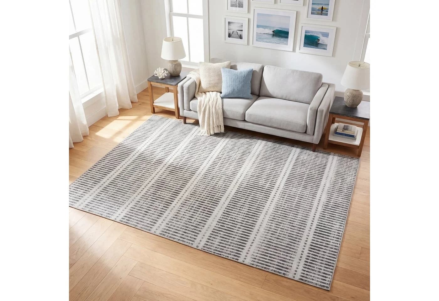 Tribesigns Kurzflor Teppich Schwarz Streifen Design Landhausstil - Bild 2