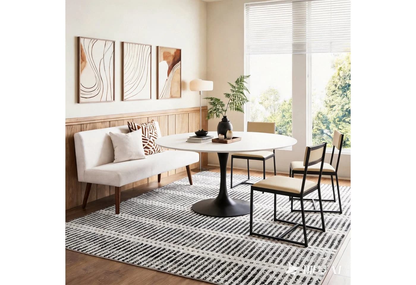 Tribesigns Kurzflor Teppich Schwarz Streifen Design Landhausstil - Bild 3