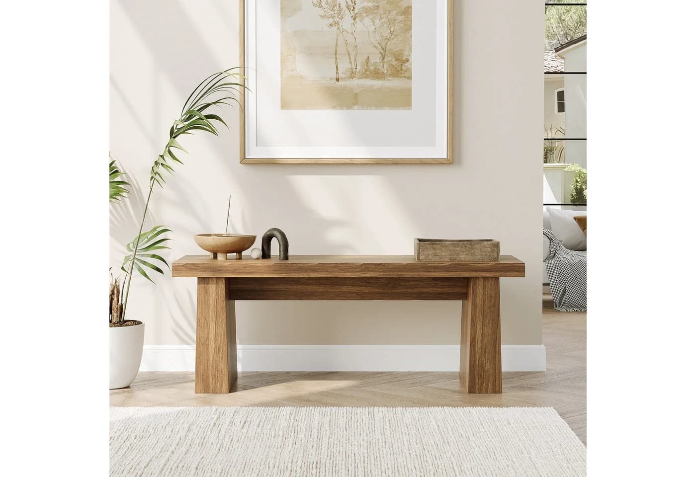 Tribesigns Schuhbank 120 cm Landhaus Stil Holz Sitzbank - Bild 2