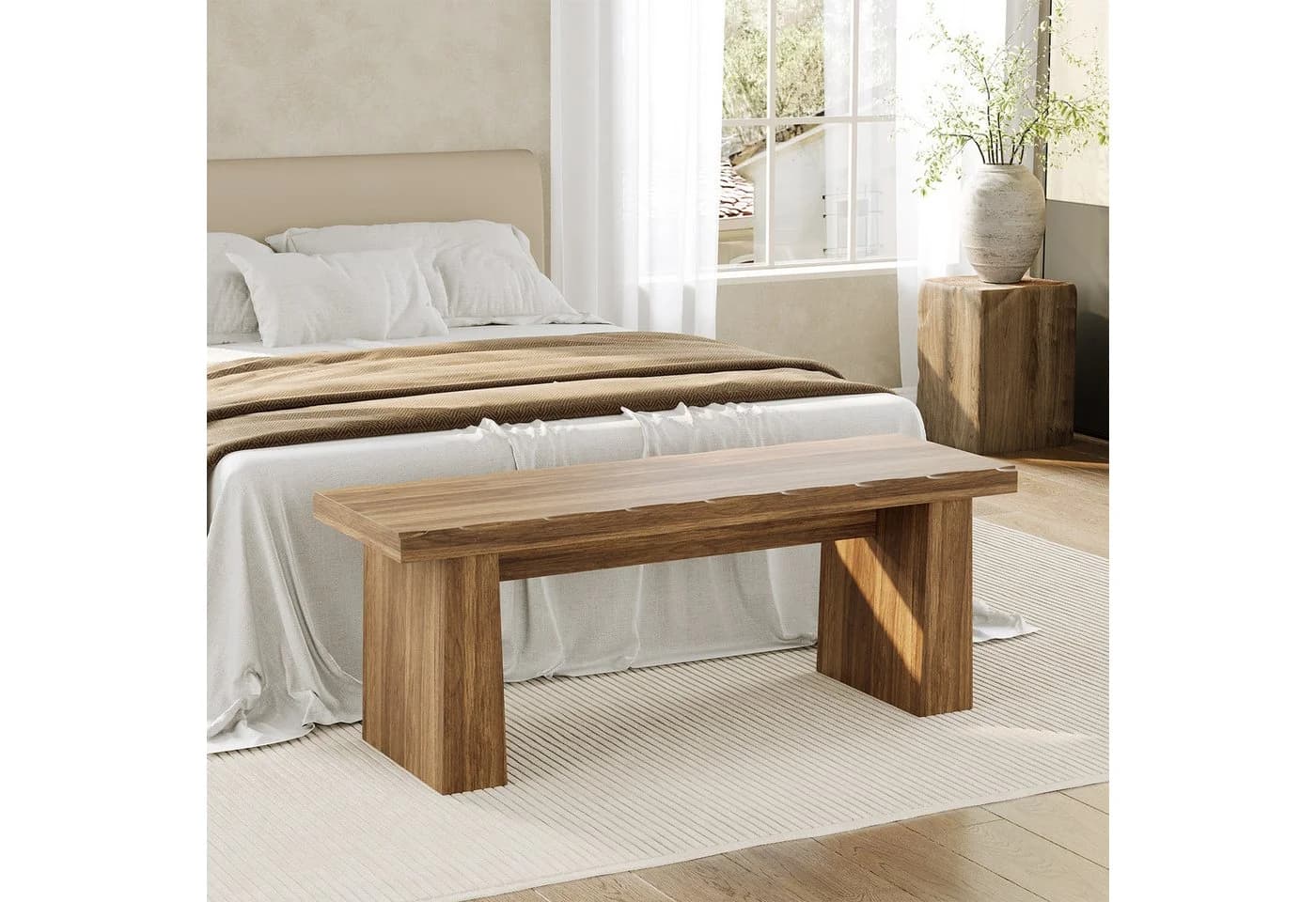 Tribesigns Schuhbank 120 cm Landhaus Stil Holz Sitzbank - Bild 3