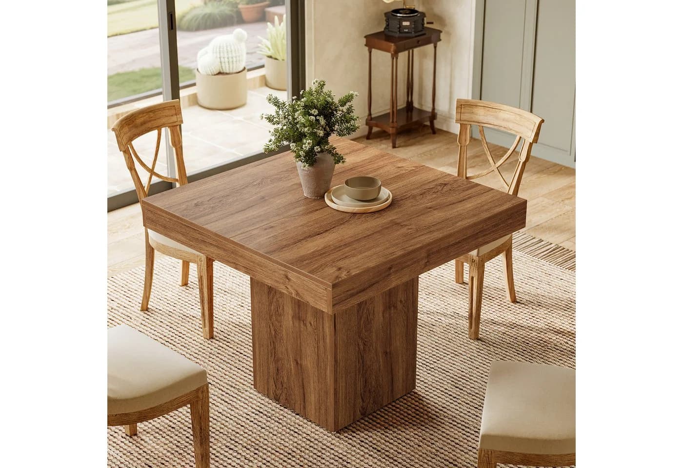 Tribesigns Quadratischer Esstisch 100 cm für 4 Personen, Holz, Braun - Bild 5