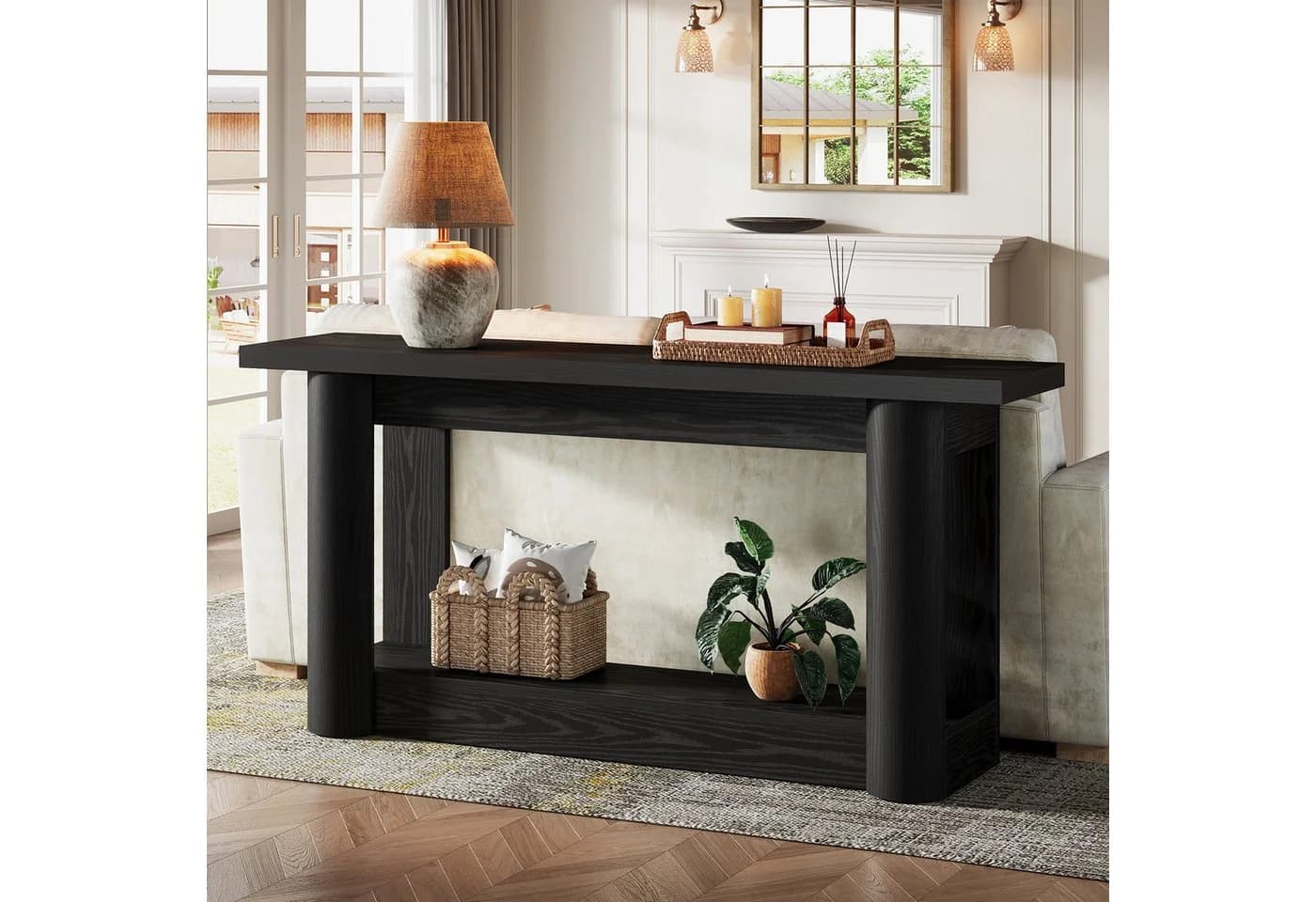 Tribesigns Konsolentisch 160 cm Schwarz Modern - Bild 3