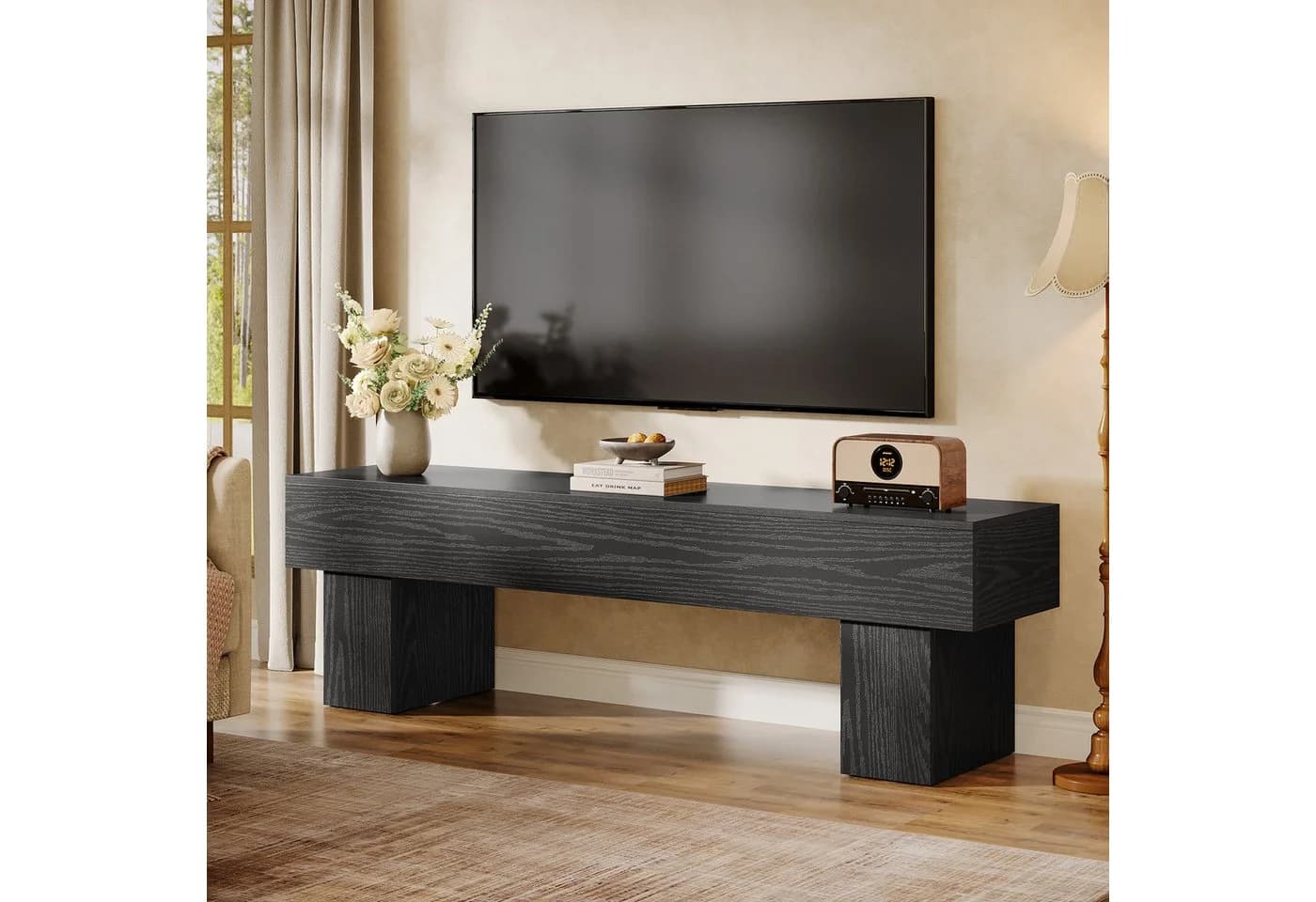 Tribesigns TV-Schrank 160cm Landhausstil Eiche-Optik