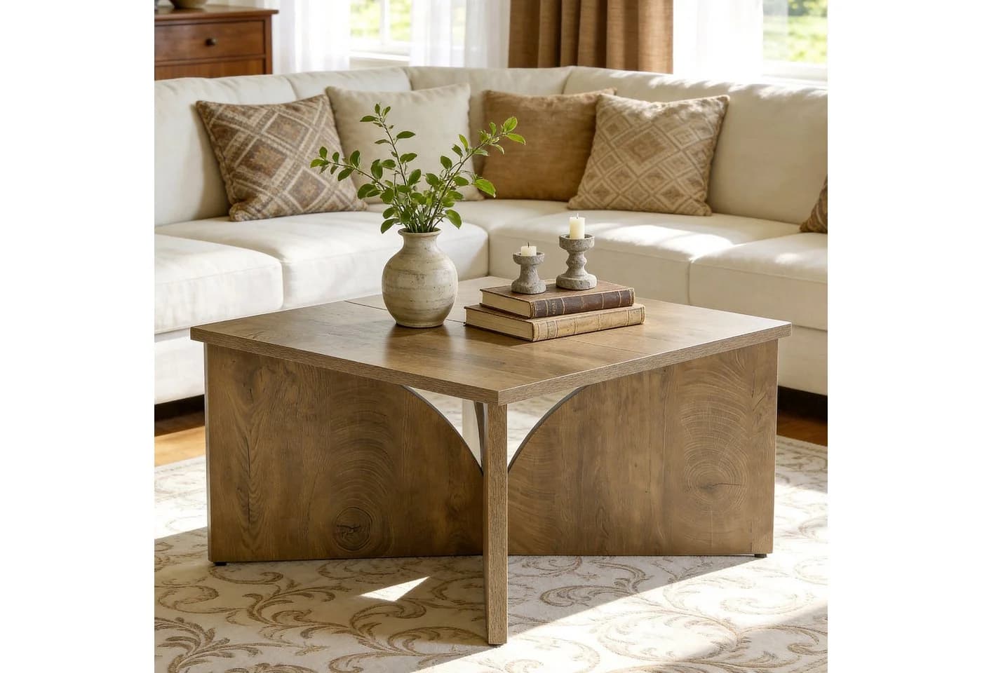 Tribesigns Couchtisch 80 cm Braun mit stabilem Gestell - Bild 2
