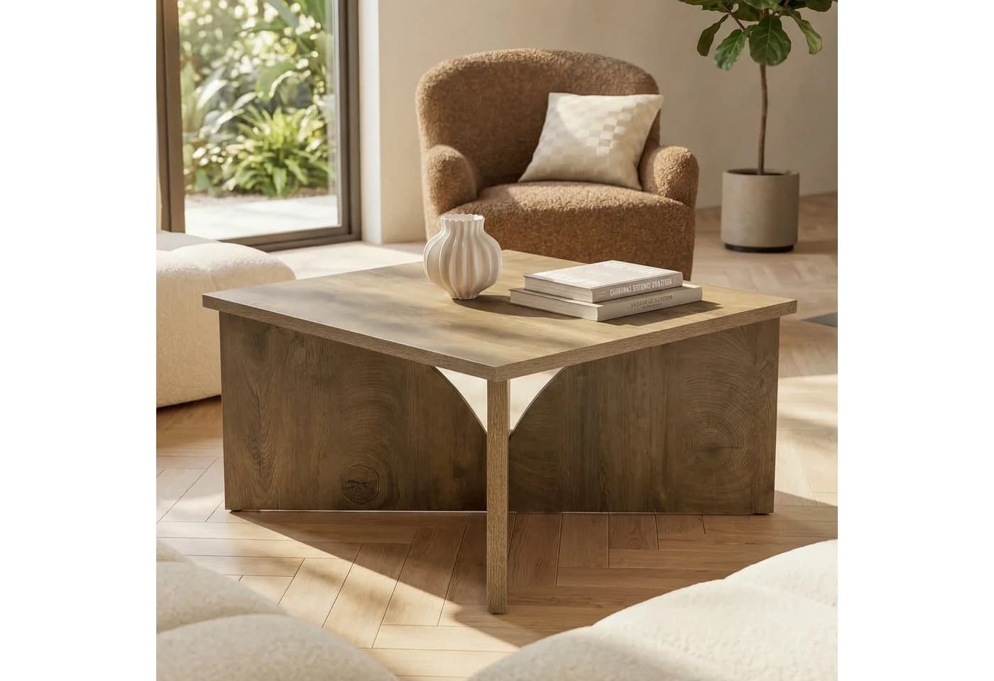 Tribesigns Couchtisch 80 cm Braun mit stabilem Gestell - Bild 5