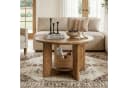Tribesigns Couchtisch Massivholz Rund Braun Bild 4