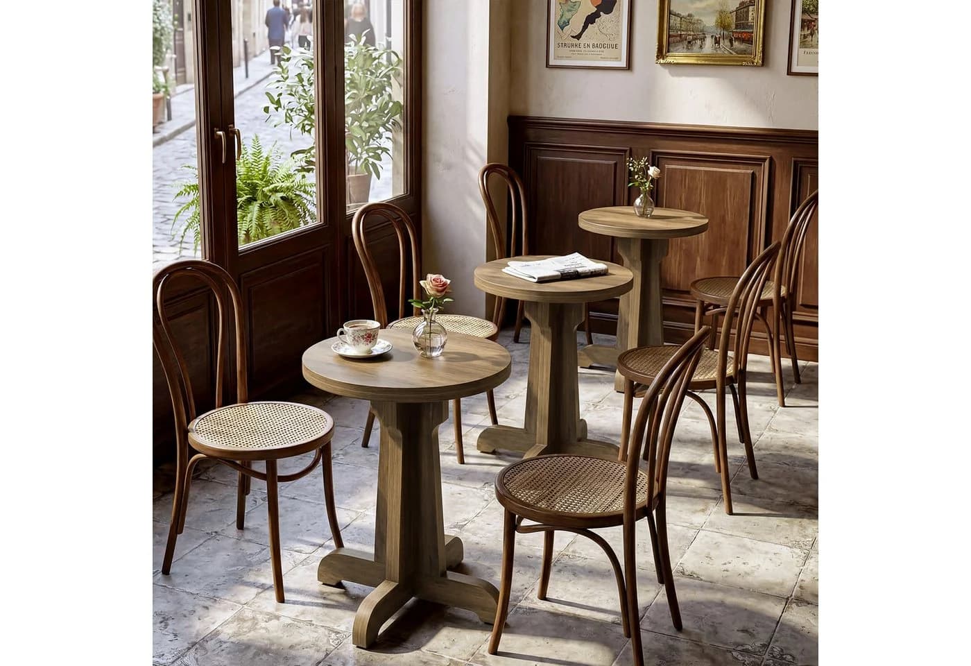 Tribesigns Runder Bistrotisch 60cm Vintage Braun