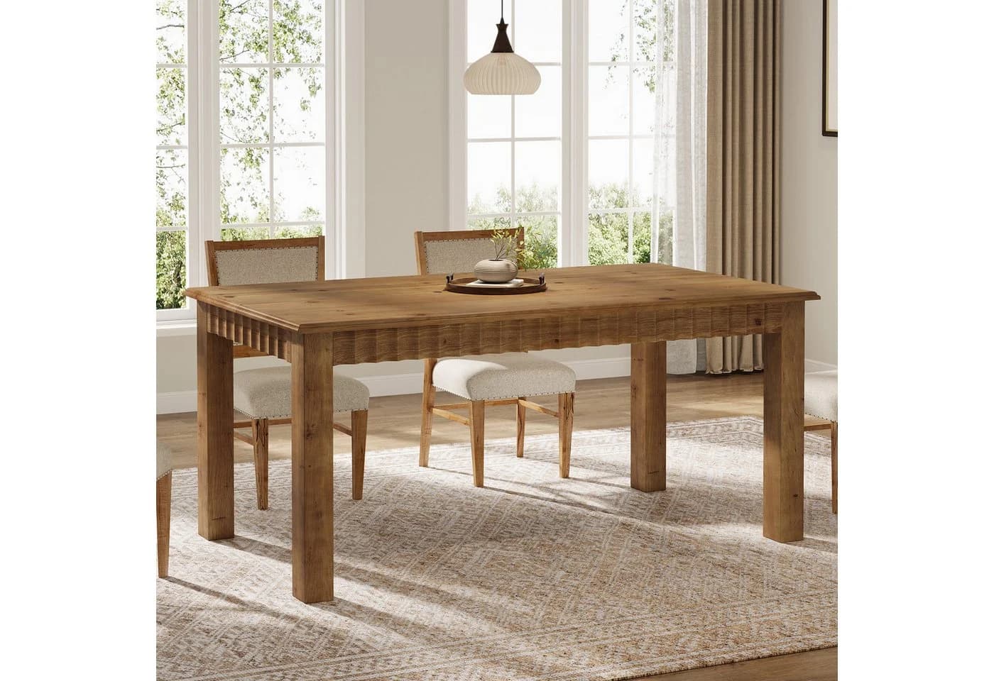 Tribesigns Esstisch Massivholz Landhausstil Rustikales Braun
