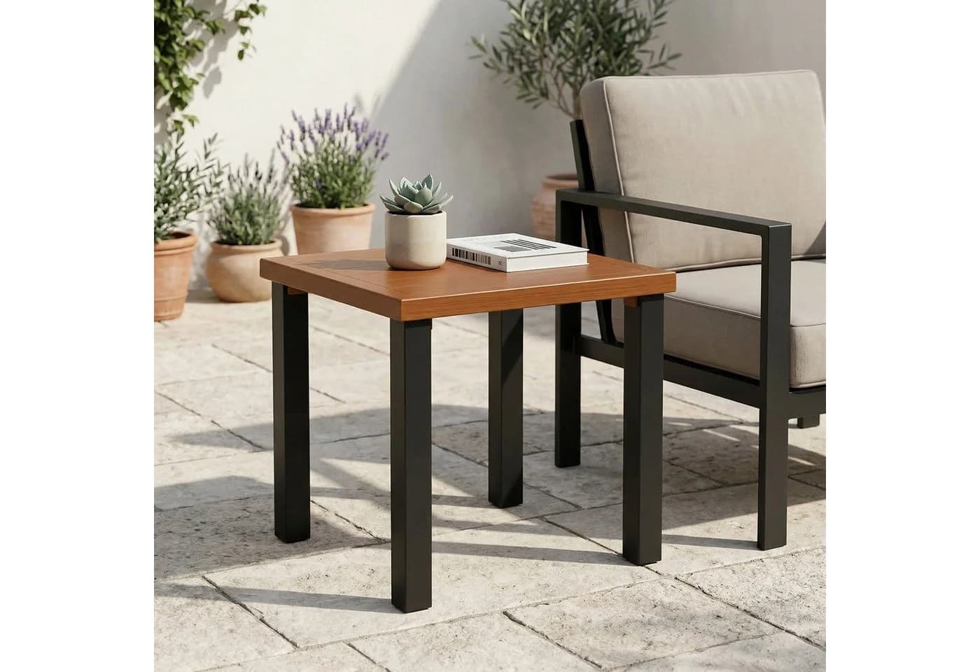 Tribesigns Beistelltisch Balkontisch Outdoor Gartentisch Holzoptik - Bild 2
