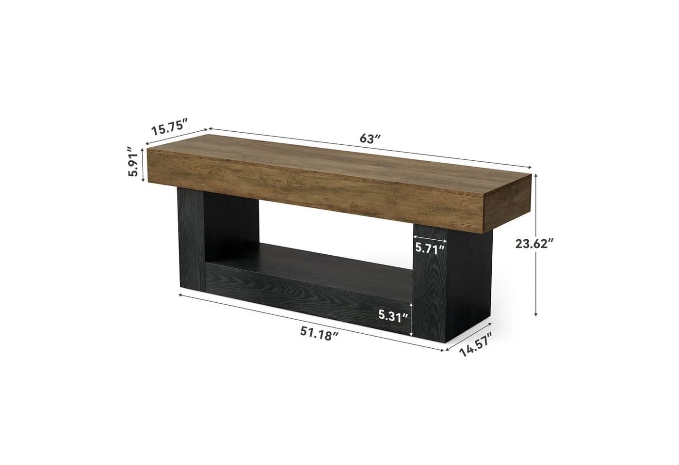Tribesigns TV-Schrank 160 cm Braun Schwarz U-förmiger Sockel - Bild 5
