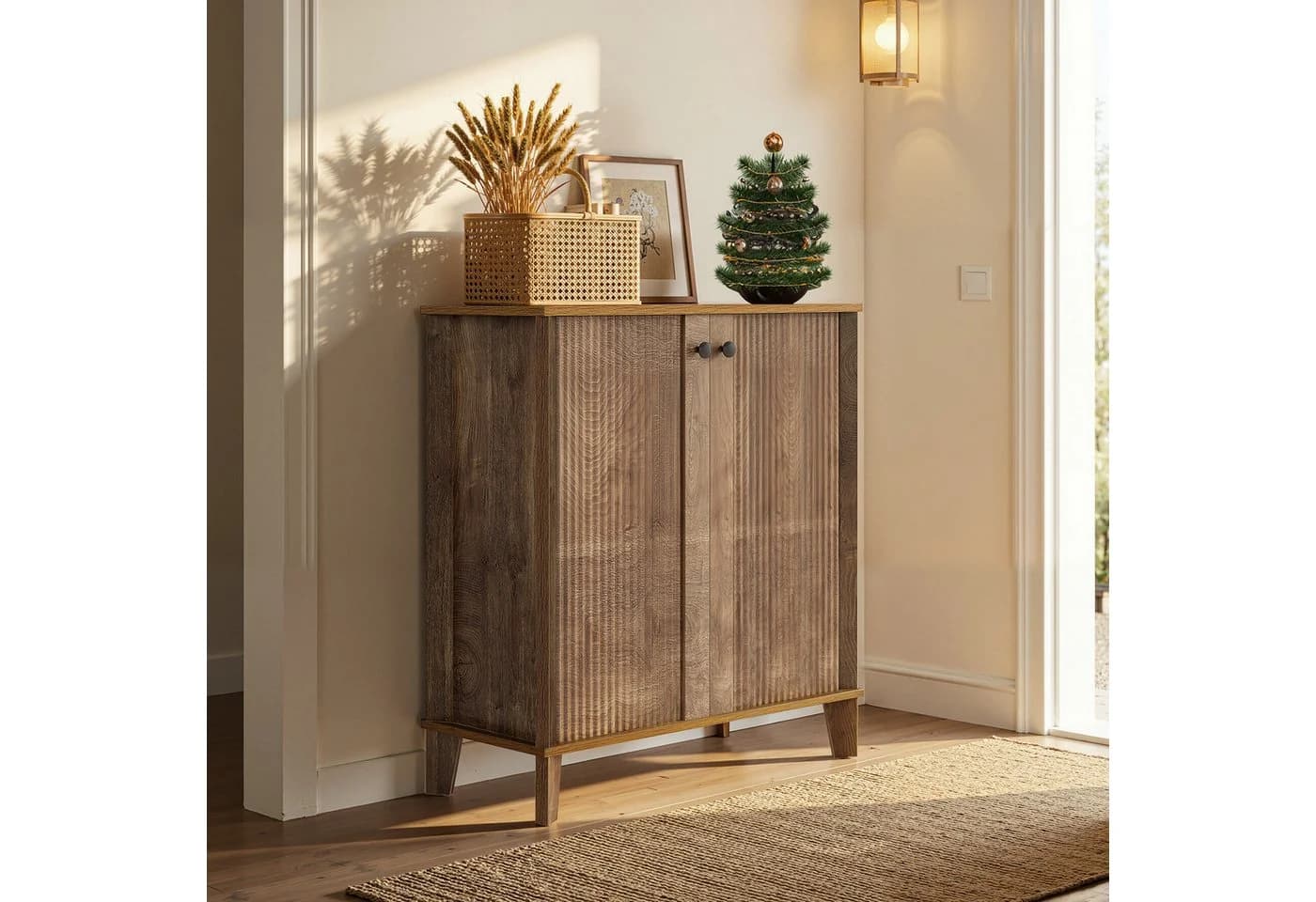 Tribesigns Schuhschrank 2-türig Braun Holzoptik