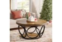 Tribesigns Runder Couchtisch Industrial 2-Tier Braun/Schwarz Bild 1