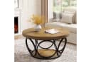 Tribesigns Runder Couchtisch Industrial 2-Tier Braun/Schwarz Bild 2