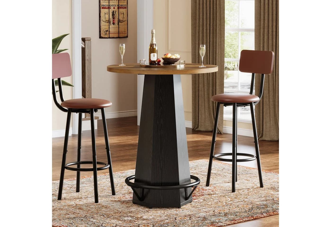Tribesigns Bartisch Rund Industrial Stehtisch 80cm Ø