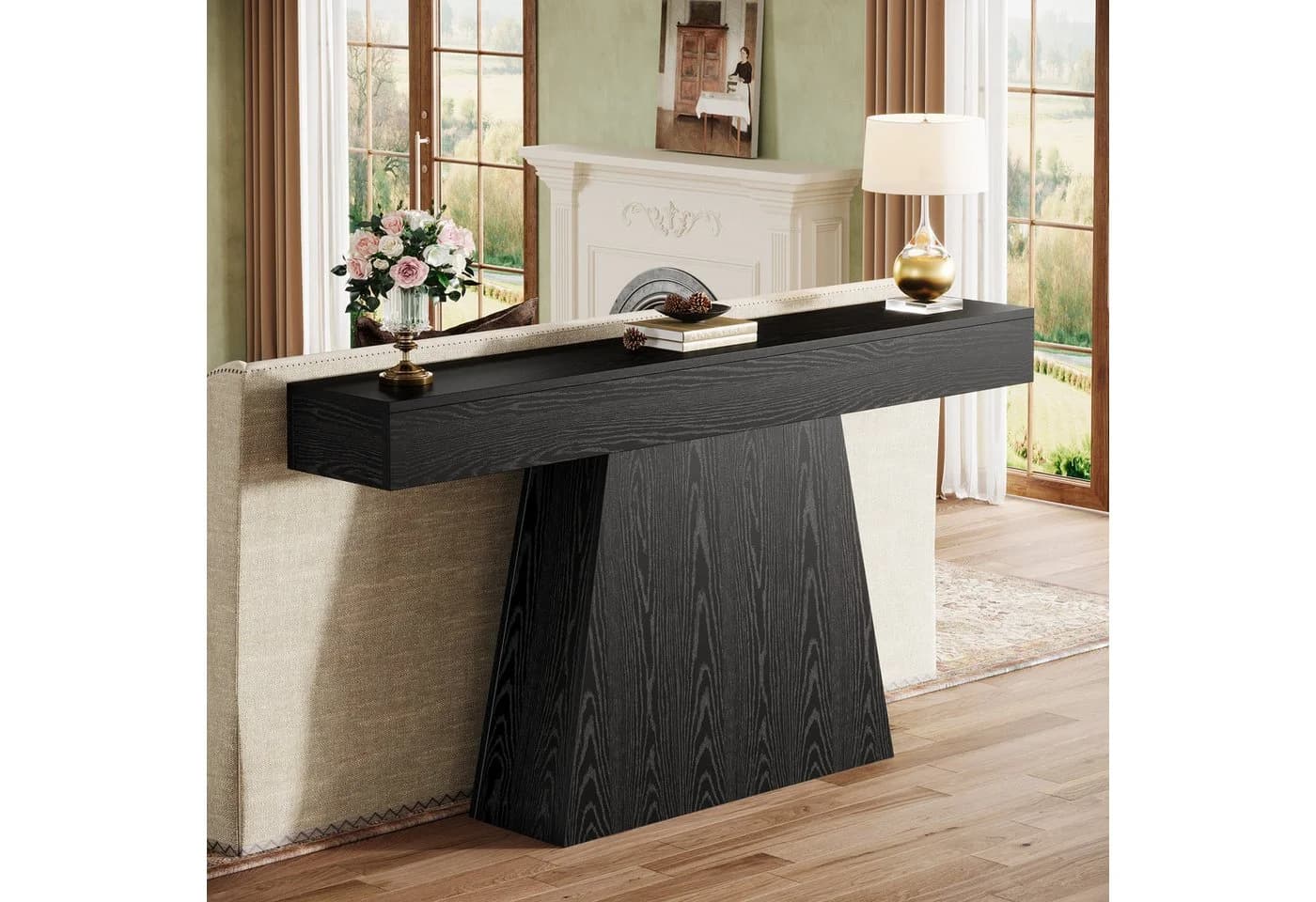 Tribesigns Konsolentisch 160 cm Schwarz Modern - Bild 4